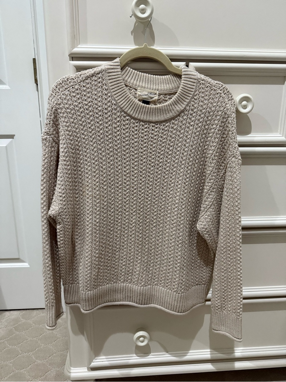 Universal Thread Women's Textured Crewneck Sweater - Cream